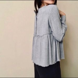 Anthropologie Cloth & Stone button back peplum top